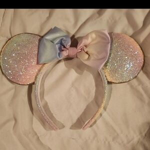 Disney Pastel Rainbow Glitter Minnie Ears Headband - Pink, Purple, Blue, Yellow